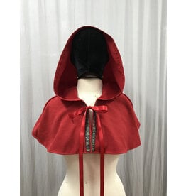 Cloakmakers.com 5431 - Washable Short Red Rain Capelet w/ Trim, Ribbon Closure1