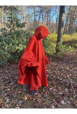 Cloakmakers.com 5435 - Tomato Red Full Circle Cloak w/ Brown Velvet Hood Lining