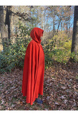 Cloakmakers.com 5435 - Tomato Red Full Circle Cloak w/ Brown Velvet Hood Lining