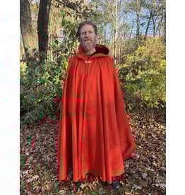 Cloakmakers.com 5435 - Burnt Orange Full Circle Cloak w/ Brown Velvet Hood Lining