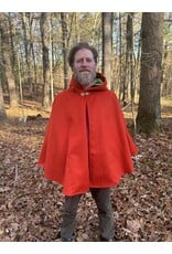Cloakmakers.com 5436 - Burnt Orange Ruana Cloak w/ Olive Green Hood Lining
