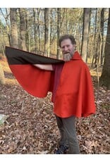 Cloakmakers.com 5436 - Burnt Orange Ruana Cloak w/ Olive Green Hood Lining