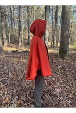 Cloakmakers.com 5436 - Burnt Orange Ruana Cloak w/ Olive Green Hood Lining