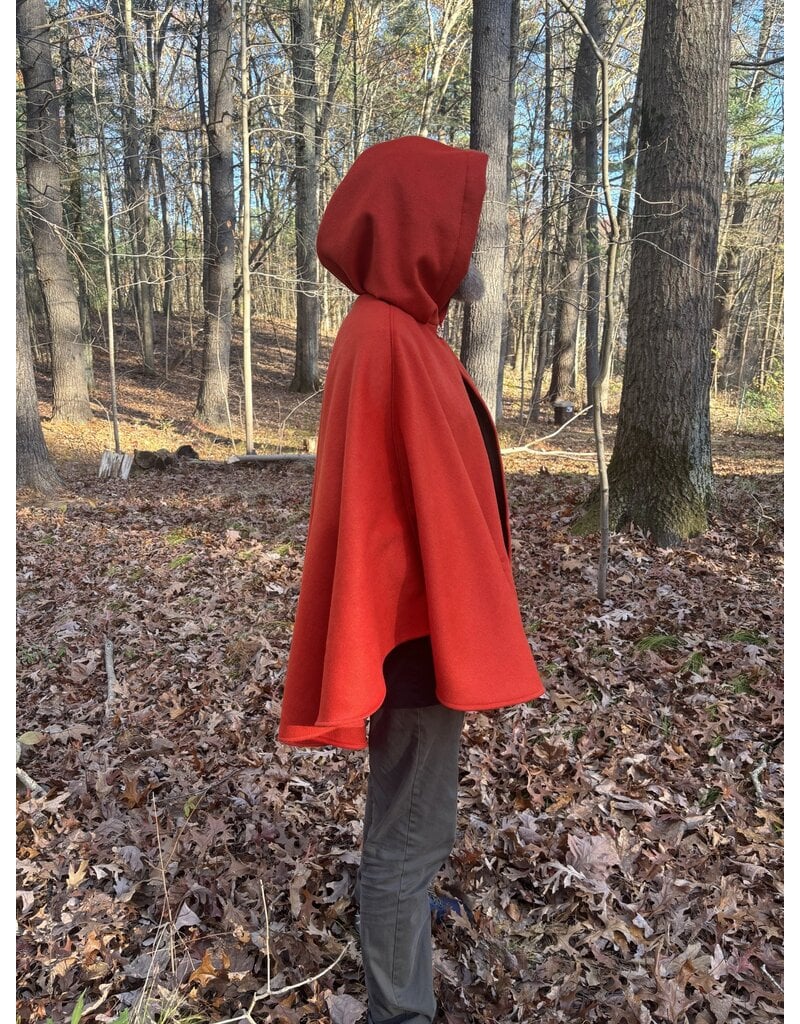 Cloakmakers.com 5436 - Burnt Orange Ruana Cloak w/ Olive Green Hood Lining