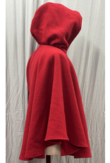Cloakmakers.com 5440 - Washable Red Wool Ruana Cloak with Black Velvet Hood