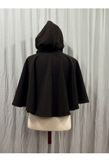 Cloakmakers.com 5441 - Washable Brown Wool Cloak W/ Teal Hood Lining, Wolf Embroidery, Pockets