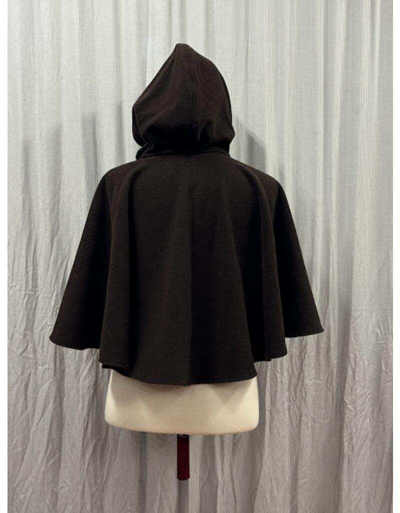 Cloakmakers.com 5441 - Washable Brown Wool Cloak W/ Teal Hood Lining, Wolf Embroidery, Pockets