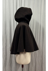 Cloakmakers.com 5441 - Washable Brown Wool Cloak W/ Teal Hood Lining, Wolf Embroidery, Pockets