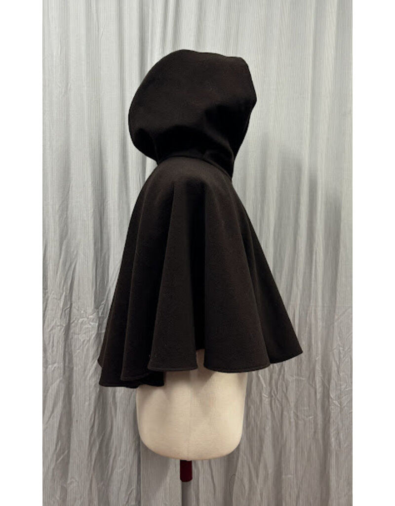 Cloakmakers.com 5441 - Washable Brown Wool Cloak W/ Teal Hood Lining, Wolf Embroidery, Pockets