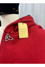 Cloakmakers.com 5442 - Washable Red Wool Ruana W/ Black Velvet Hood Lining, Black Raven Embroidery, Pockets