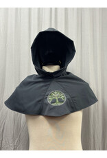 Cloakmakers.com H490 - Grey Hooded Cowl W/ Tree of Life Embroidery