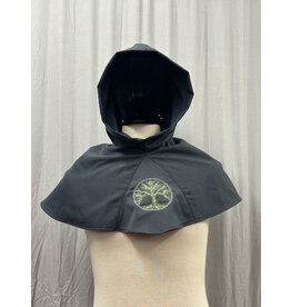 Cloakmakers.com H490 - Grey Hooded Cowl W/ Tree of Life Embroidery