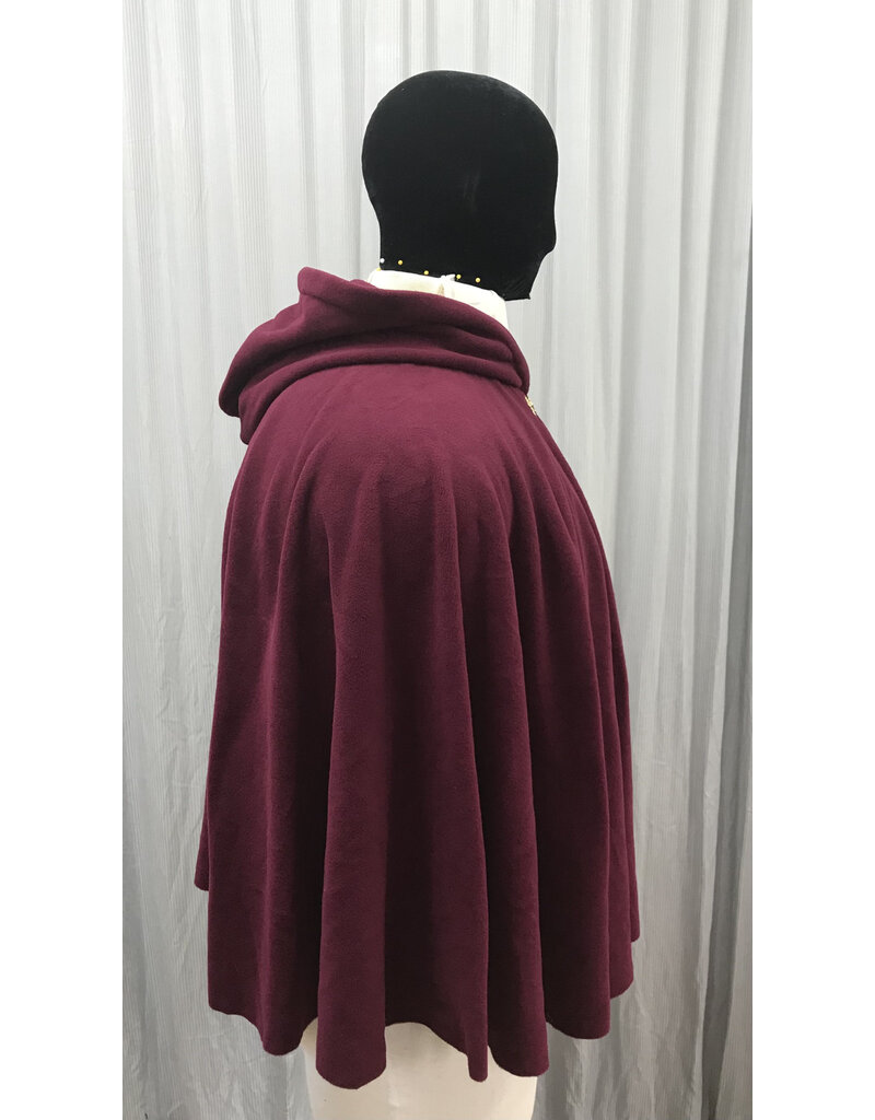 Cloakmakers.com 5447 - Washable Burgundy Fleece Ruana Cloak w/ Unlined Hood