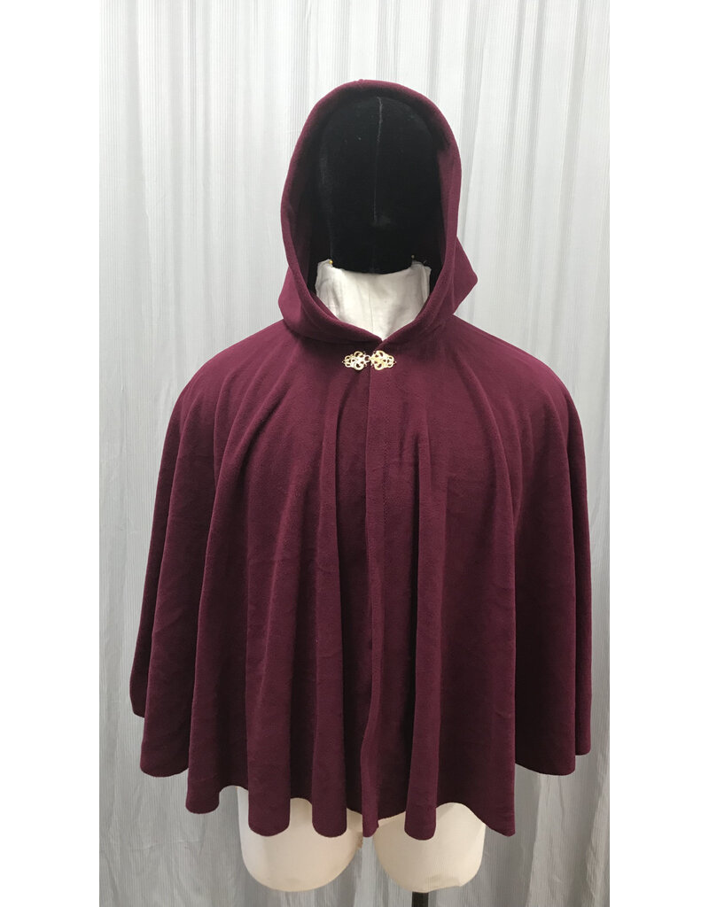 Cloakmakers.com 5447 - Washable Burgundy Fleece Ruana Cloak w/ Unlined Hood