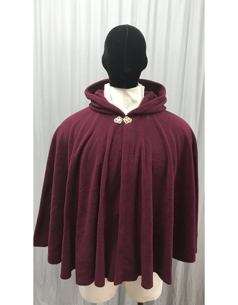 Cloakmakers.com 5447 - Washable Burgundy Fleece Ruana Cloak w/ Unlined Hood
