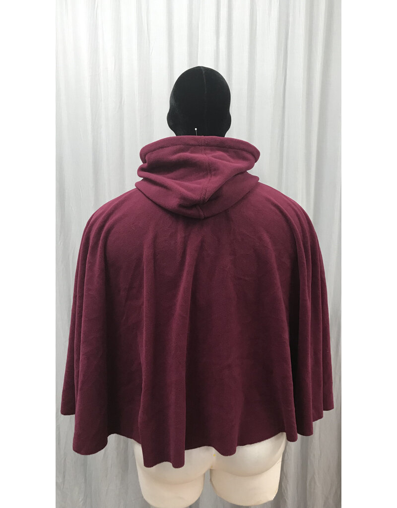 Cloakmakers.com 5447 - Washable Burgundy Fleece Ruana Cloak w/ Unlined Hood