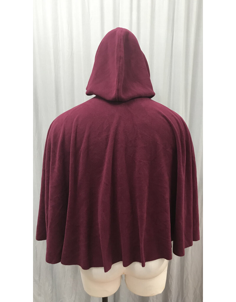Cloakmakers.com 5447 - Washable Burgundy Fleece Ruana Cloak w/ Unlined Hood