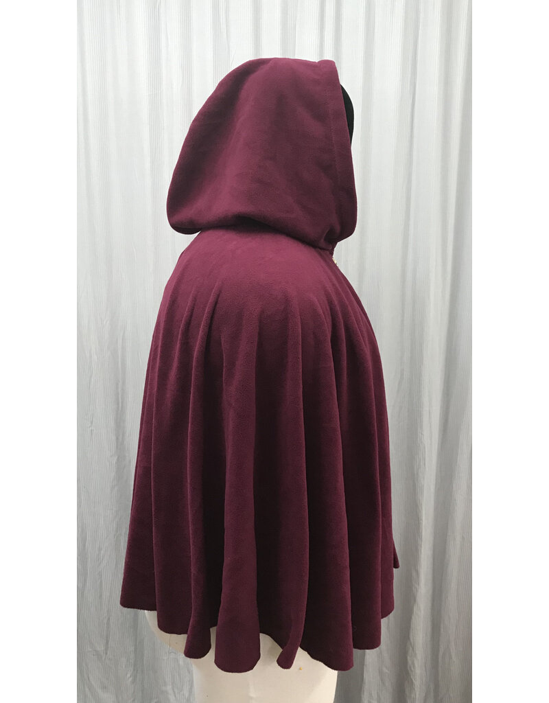 Cloakmakers.com 5447 - Washable Burgundy Fleece Ruana Cloak w/ Unlined Hood