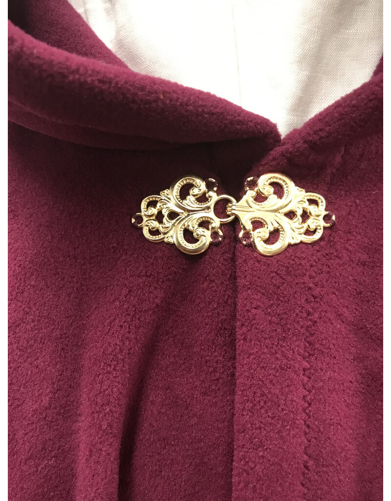 Cloakmakers.com 5447 - Washable Burgundy Fleece Ruana Cloak w/ Unlined Hood