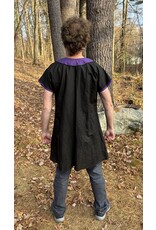 Cloakmakers.com J854 - Black Linen Short-Sleeve Tunic w/ Horse Embroidery on Purple