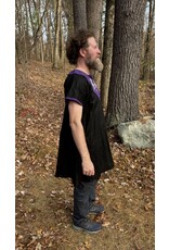 Cloakmakers.com J854 - Black Linen Short-Sleeve Tunic w/ Horse Embroidery on Purple