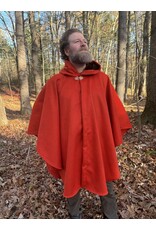Cloakmakers.com 5452 - Tomato Red Ruana Cloak w/ Dark Brown Hood Lining