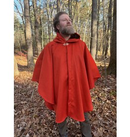 Cloakmakers.com 5452 - Tomato Red Ruana Cloak w/ Dark Brown Hood Lining