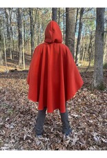 Cloakmakers.com 5452 - Tomato Red Ruana Cloak w/ Dark Brown Hood Lining