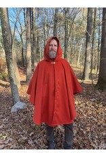 Cloakmakers.com 5452 - Tomato Red Ruana Cloak w/ Dark Brown Hood Lining