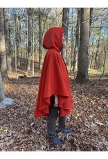 Cloakmakers.com 5452 - Tomato Red Ruana Cloak w/ Dark Brown Hood Lining