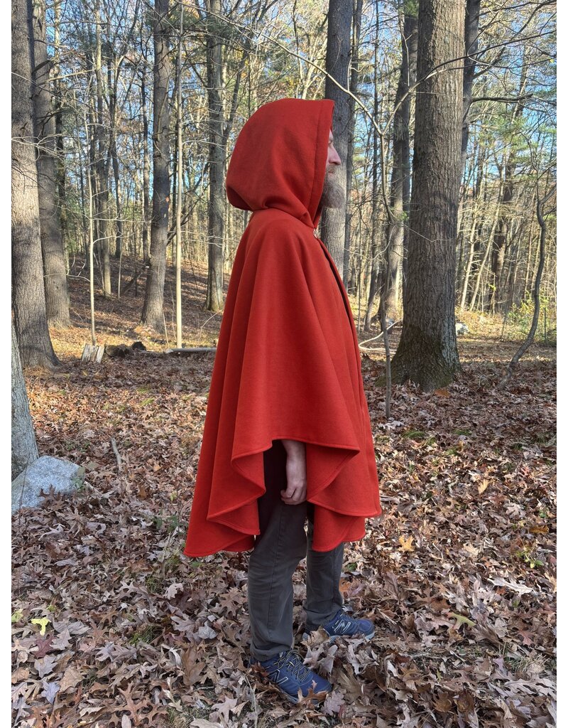 Cloakmakers.com 5452 - Tomato Red Ruana Cloak w/ Dark Brown Hood Lining