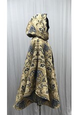 Cloakmakers.com 5465 - Washable Brocade Tapestry Ruana Cloak w/ Blue Cotton Velvet Hood Lining