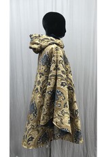 Cloakmakers.com 5465 - Washable Brocade Tapestry Ruana Cloak w/ Blue Cotton Velvet Hood Lining