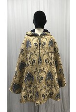 Cloakmakers.com 5465 - Washable Brocade Tapestry Ruana Cloak w/ Blue Cotton Velvet Hood Lining