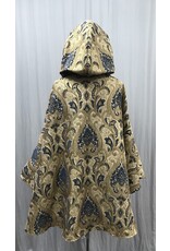 Cloakmakers.com 5465 - Washable Brocade Tapestry Ruana Cloak w/ Blue Cotton Velvet Hood Lining