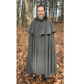 Cloakmakers.com 5473 - Washable Grey Mantle Cloak w/ Black Moleskin Hood Lining