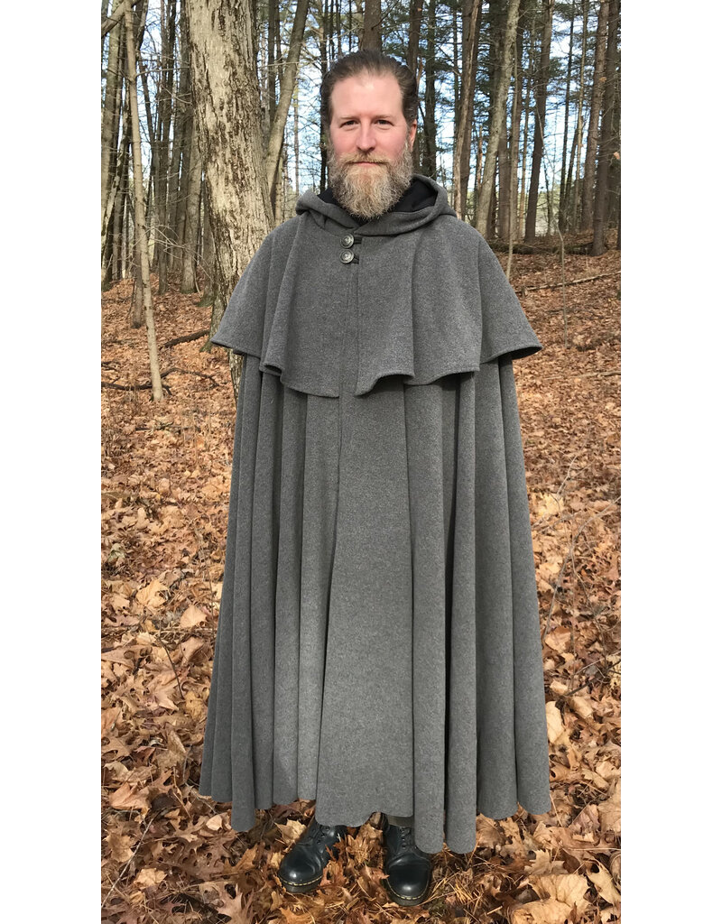 Cloakmakers.com 5473 - Washable Grey Mantle Cloak w/ Black Moleskin Hood Lining