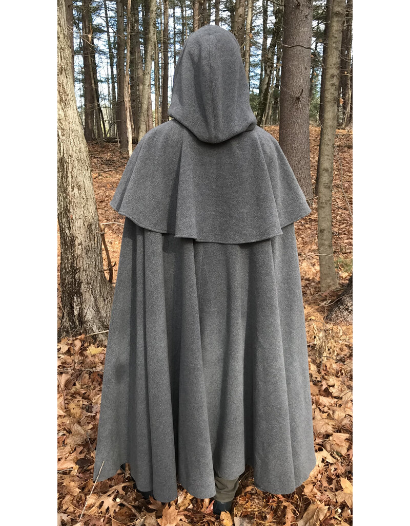 Cloakmakers.com 5473 - Washable Grey Mantle Cloak w/ Black Moleskin Hood Lining