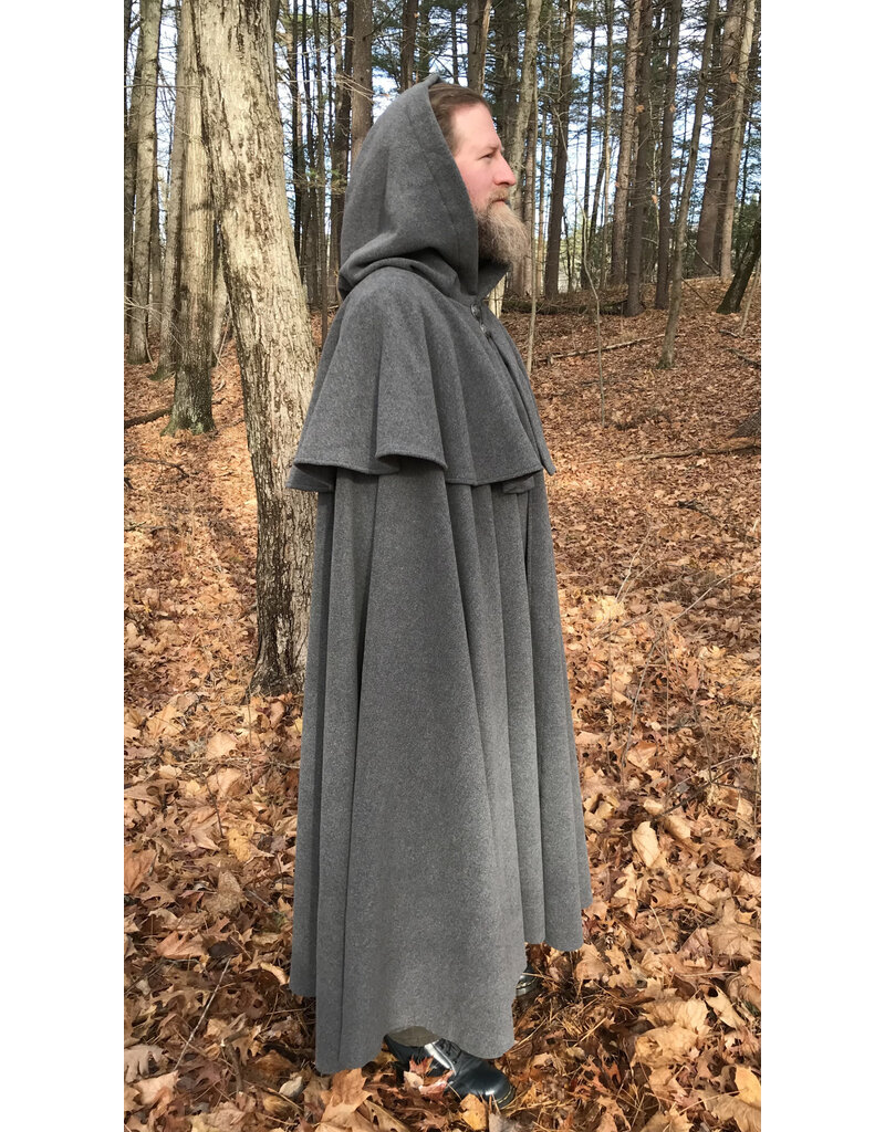 Cloakmakers.com 5473 - Washable Grey Mantle Cloak w/ Black Moleskin Hood Lining