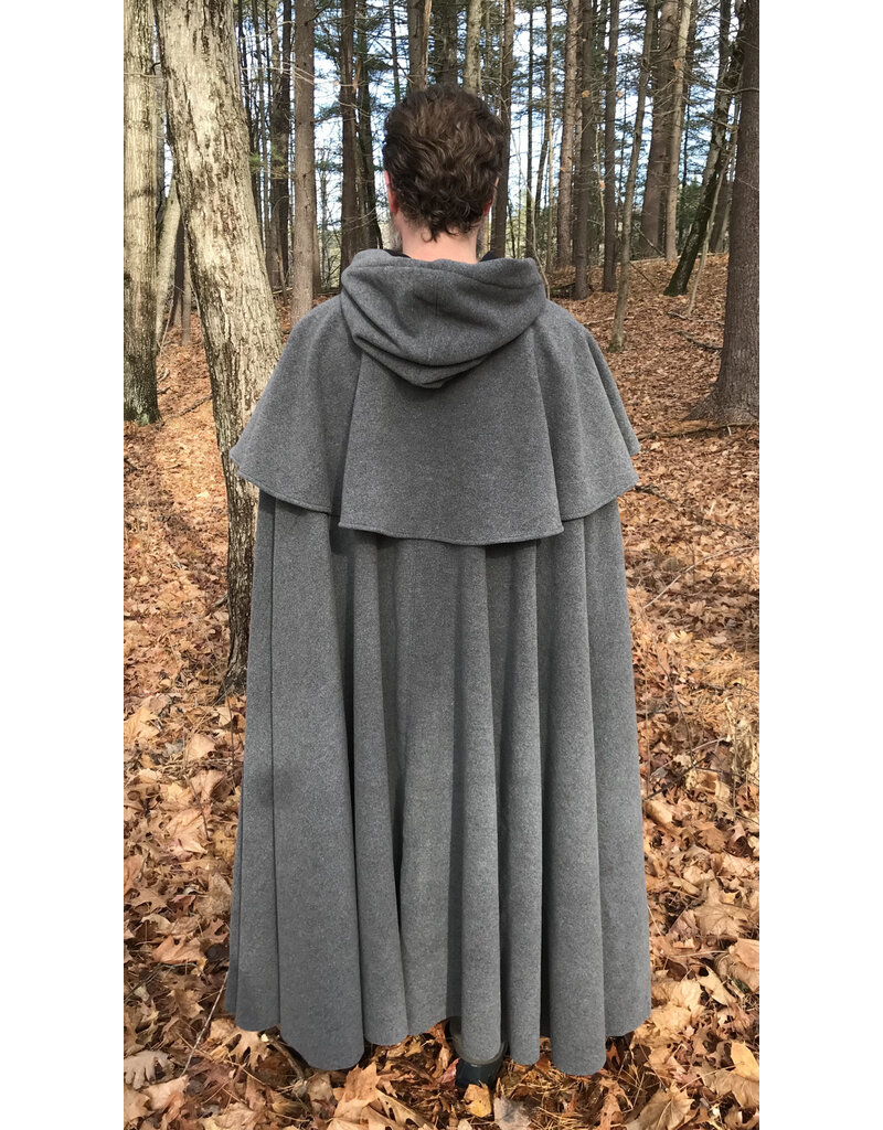 Cloakmakers.com 5473 - Washable Grey Mantle Cloak w/ Black Moleskin Hood Lining