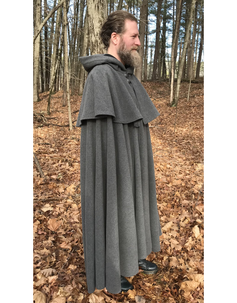 Cloakmakers.com 5473 - Washable Grey Mantle Cloak w/ Black Moleskin Hood Lining