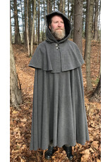 Cloakmakers.com 5473 - Washable Grey Mantle Cloak w/ Black Moleskin Hood Lining