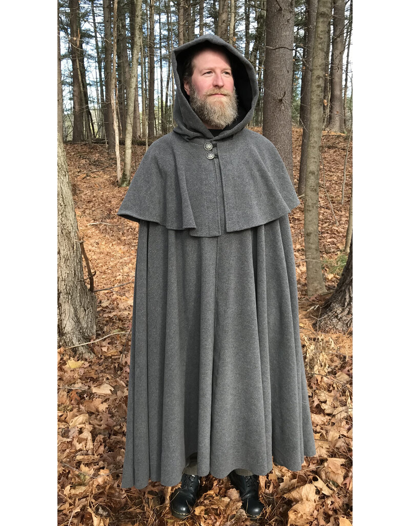 Cloakmakers.com 5473 - Washable Grey Mantle Cloak w/ Black Moleskin Hood Lining