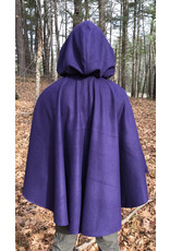 Cloakmakers.com 5478 - Purple Ruana Cloak w/ Black Velvet Hood Lining, Pockets