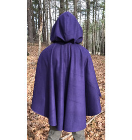 Cloakmakers.com 5478 - Purple Ruana Cloak w/ Black Velvet Hood Lining, Pockets