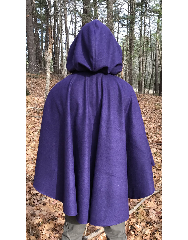 Cloakmakers.com 5478 - Purple Ruana Cloak w/ Black Velvet Hood Lining, Pockets