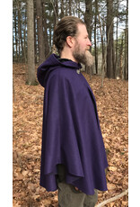 Cloakmakers.com 5478 - Purple Ruana Cloak w/ Black Velvet Hood Lining, Pockets