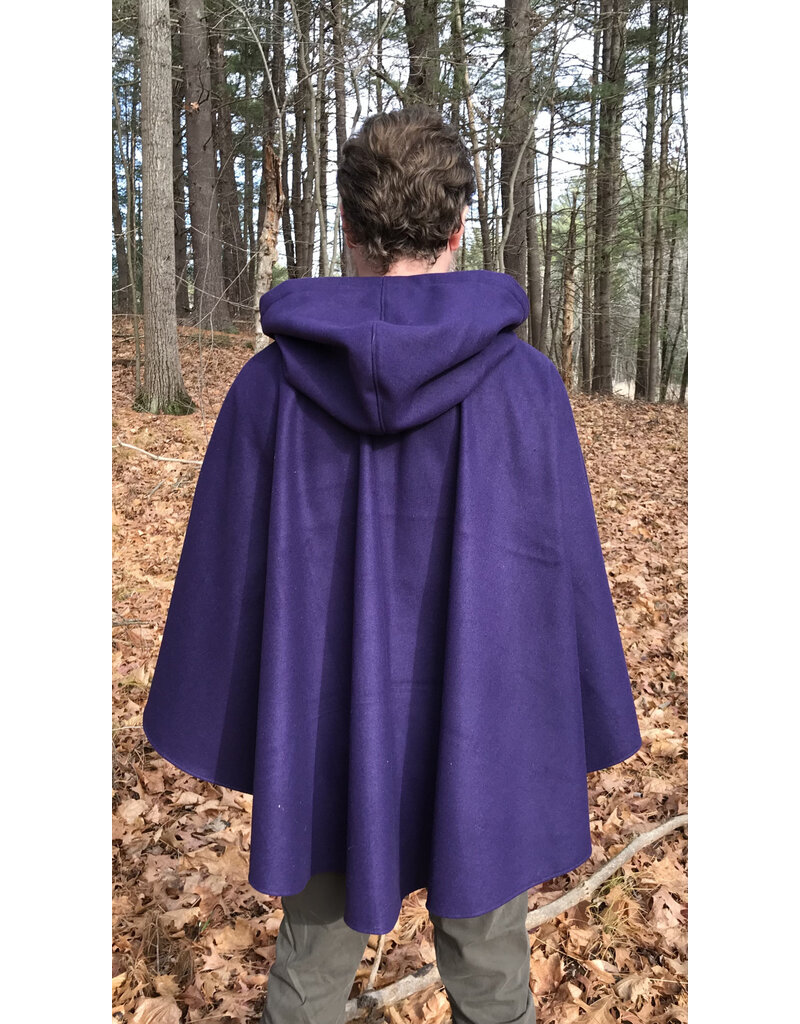 Cloakmakers.com 5478 - Purple Ruana Cloak w/ Black Velvet Hood Lining, Pockets