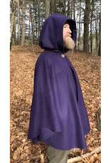 Cloakmakers.com 5478 - Purple Ruana Cloak w/ Black Velvet Hood Lining, Pockets