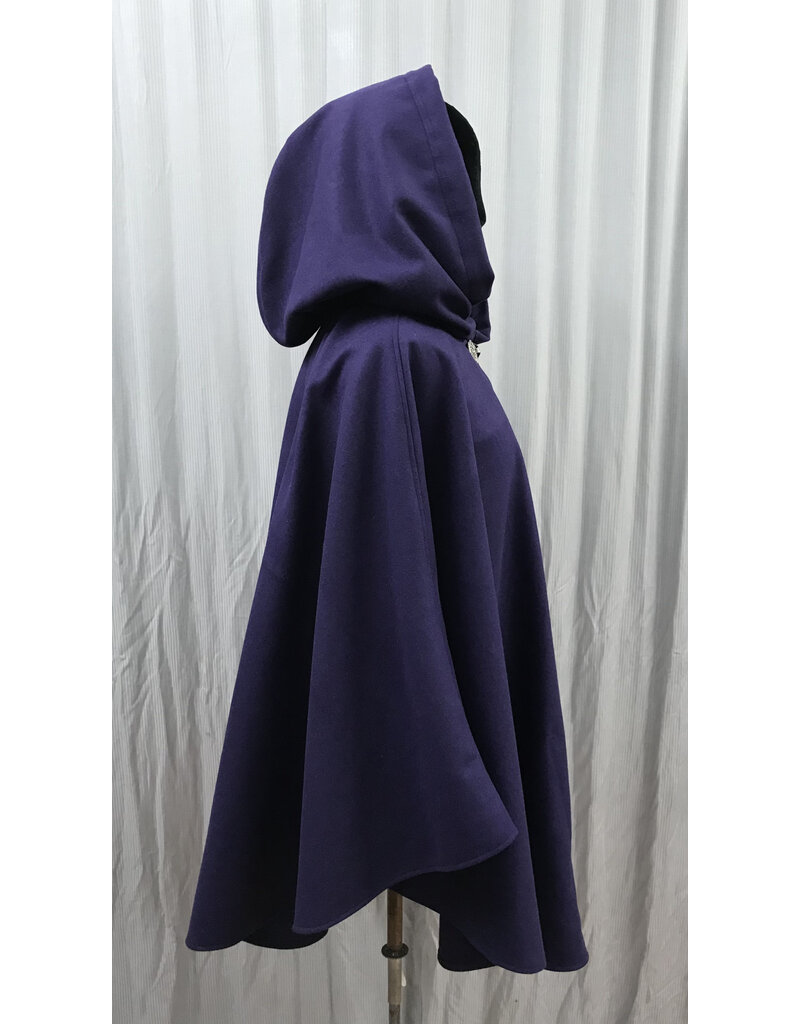 Cloakmakers.com 5478 - Purple Ruana Cloak w/ Black Velvet Hood Lining, Pockets